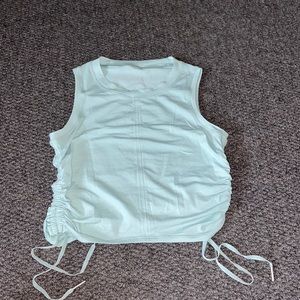 light blue tie on the side workout tank